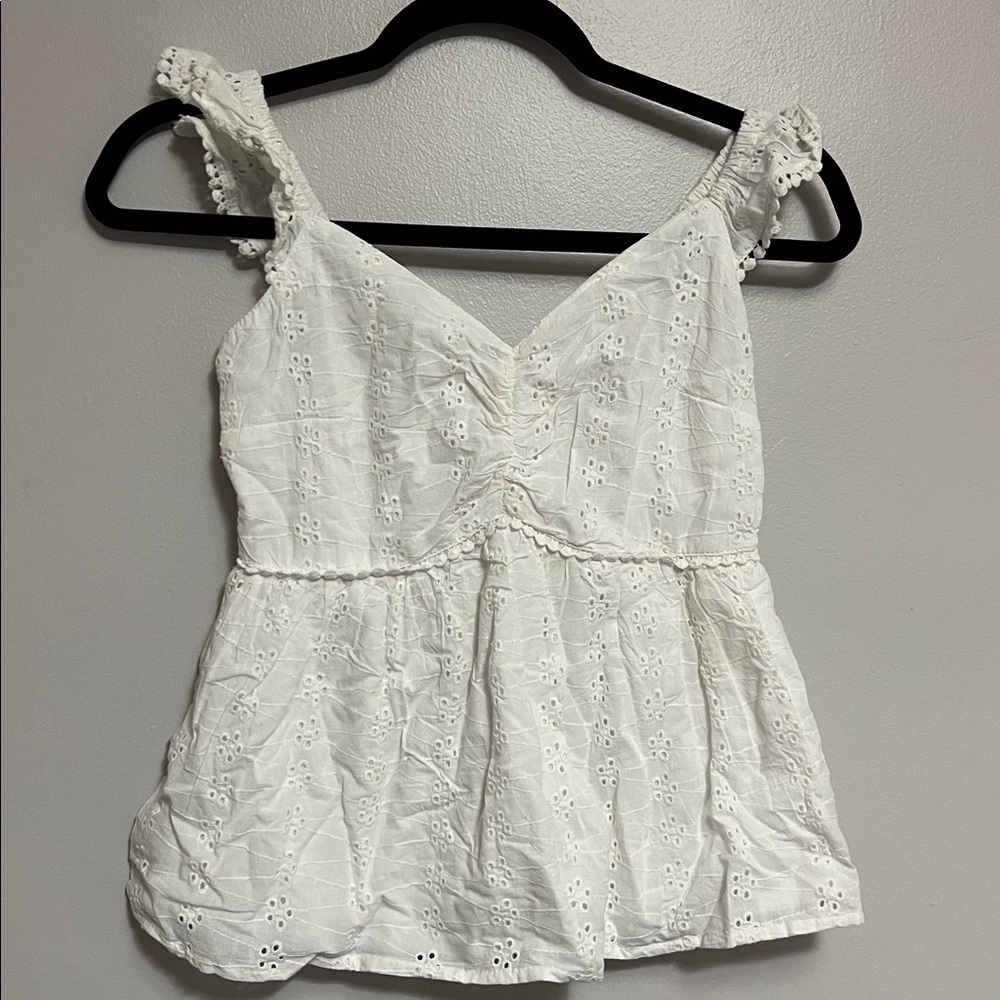 White Eyelet Sleeveless Top